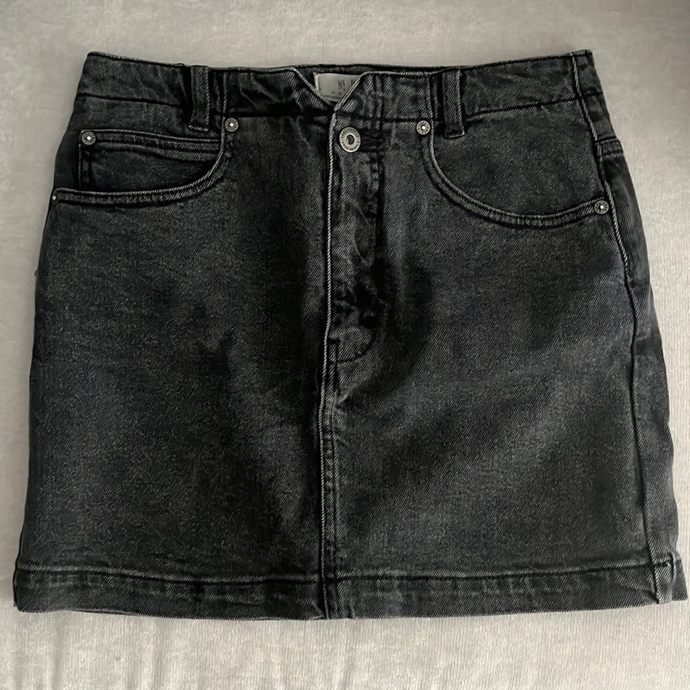 Free People Black Denim Skirt